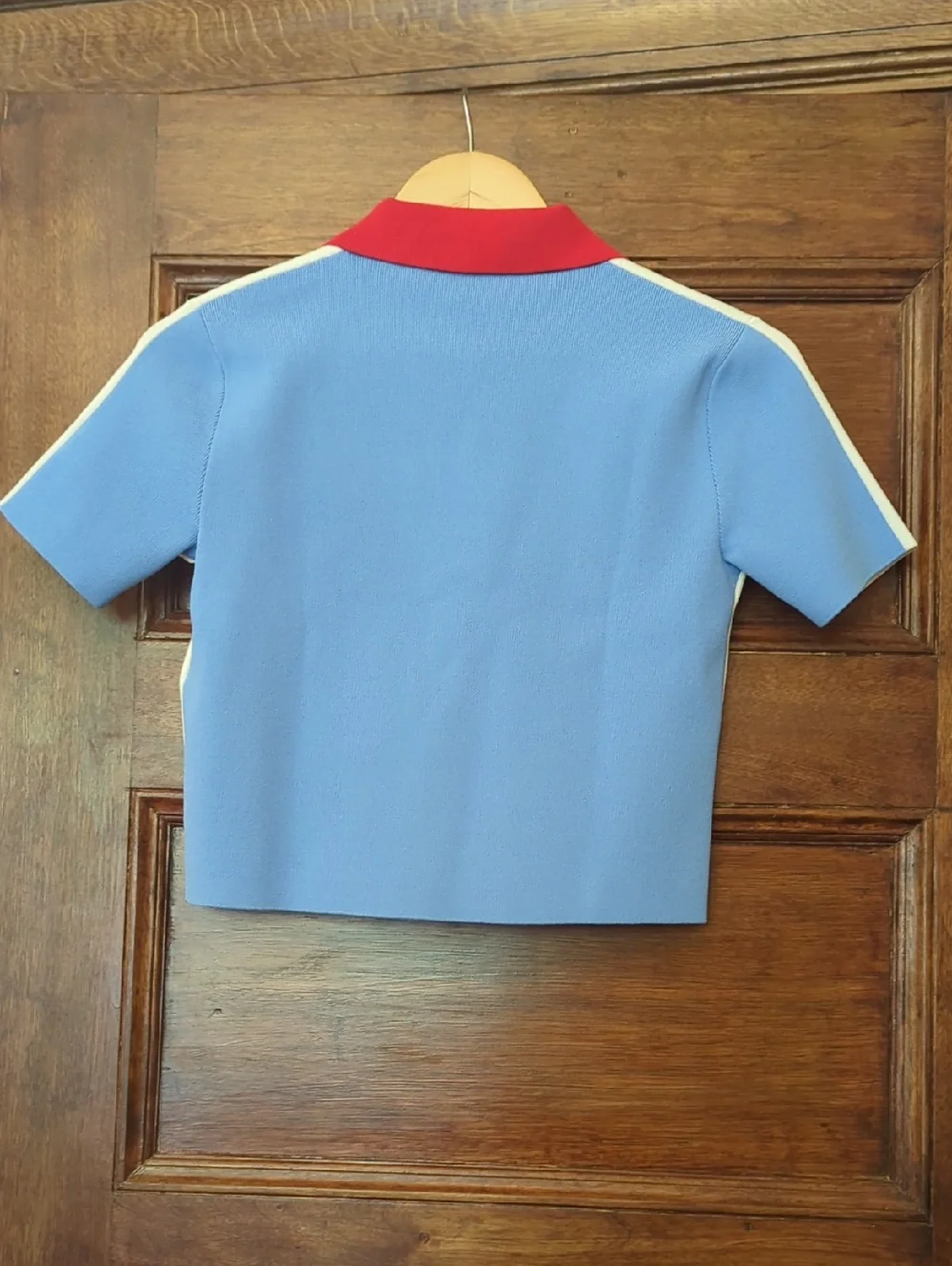 NWT Marni Technical Viscose Contrast Polo Knit Top Blue Red Size XS IT 38 - Picture 2 of 7